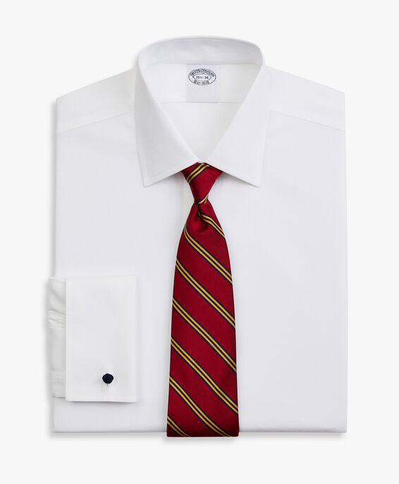 Brooks Brothers White Slim Fit Non-Iron Stretch Cotton Dress Shirt with Ainsley Collar White 1000096429US100201319