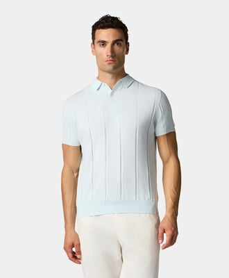 High Twist Cotton Ribbed Knit Polo in Sky for Men Brooks