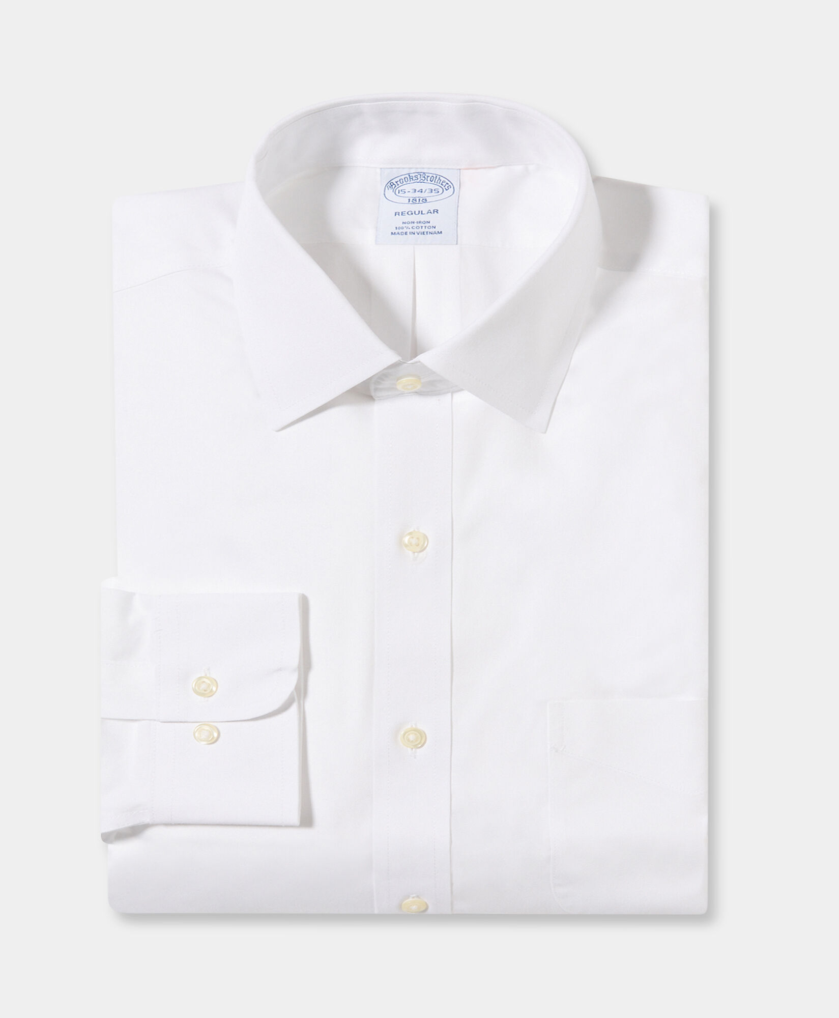 Brooks Brothers Regular Fit Non-Iron Oxford Pinpoint Shirt with Ainsley Collar White 1000095336US100200097