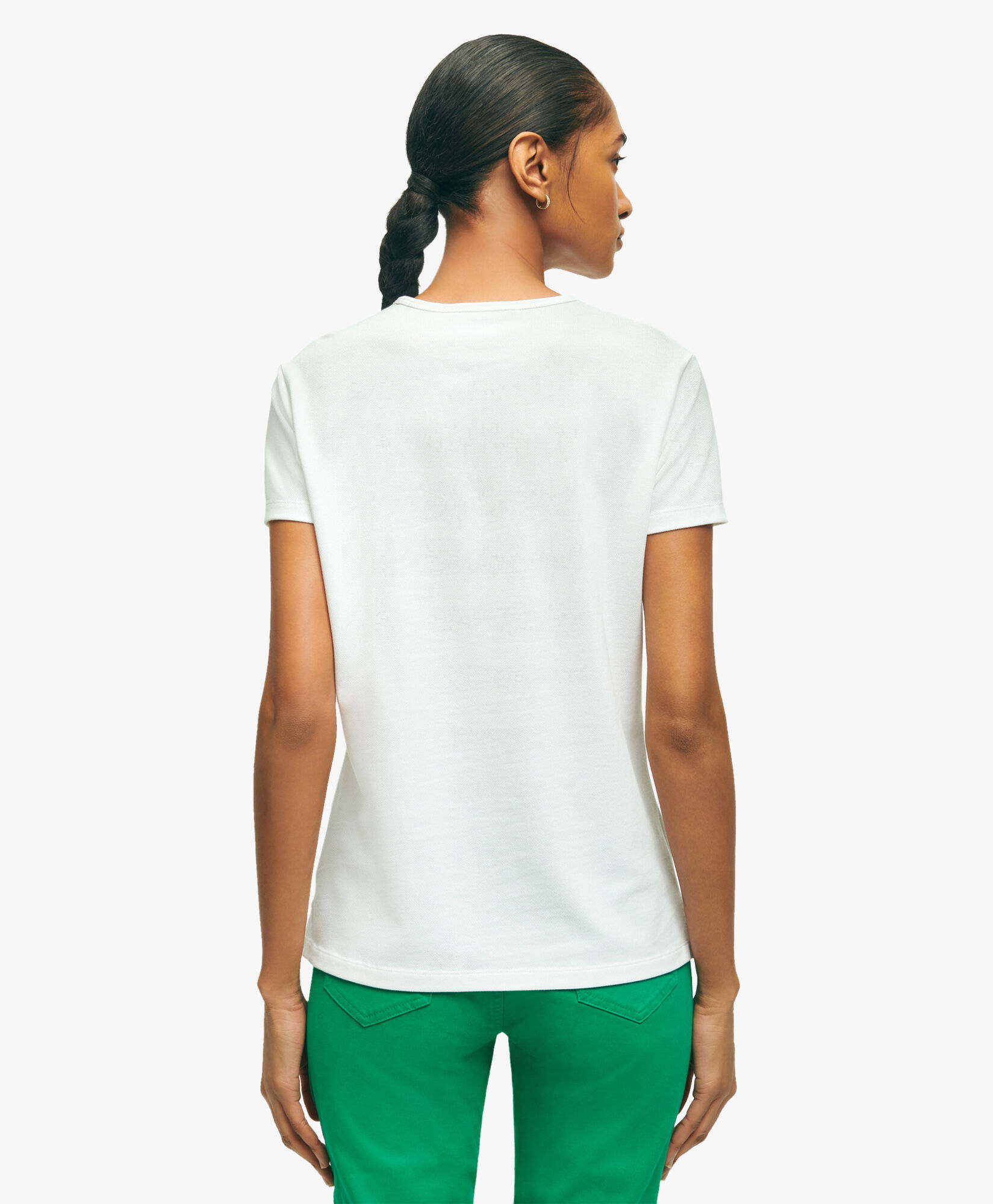Supima Cotton Stretch Pique T Shirt in White for Women Brooks Brothers UK