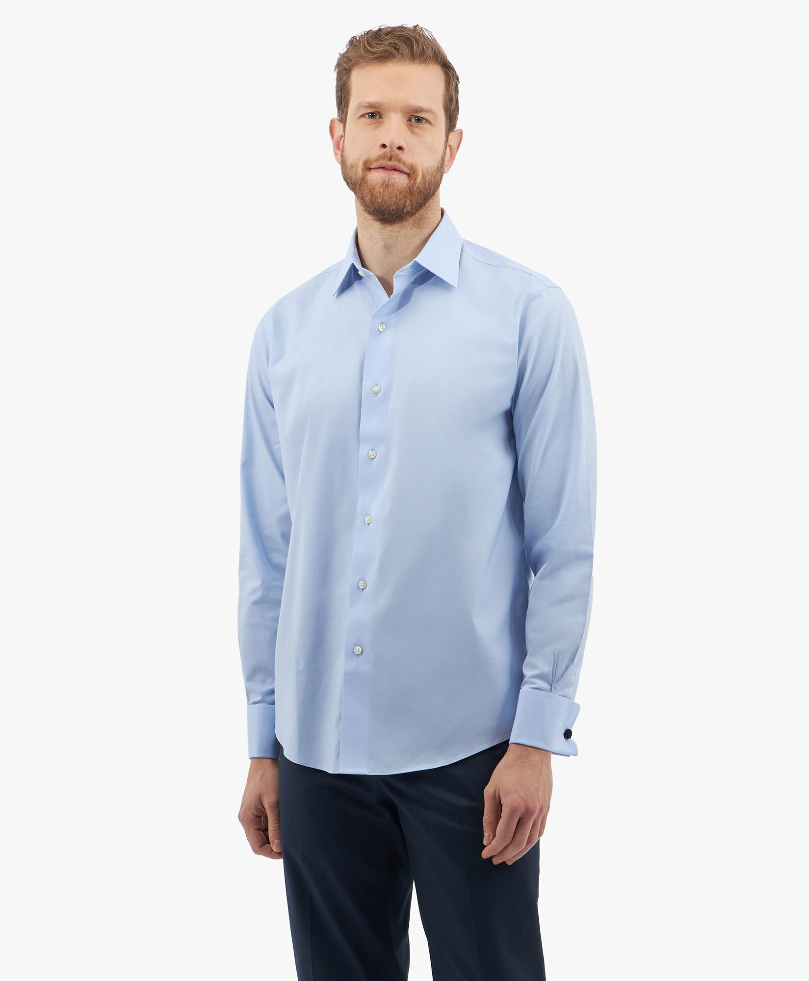 Brooks Brothers Chemise coupe regular en coton oxford pinpoint Supima stretch bleu clair non-iron avec col Ainsley Bleu clair 1000096430US100201320