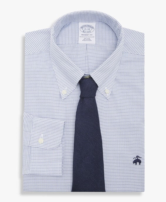 Brooks Brothers Camisa azul regular fit non-iron de algodón con cuello button down Azul 1000097059US100204285