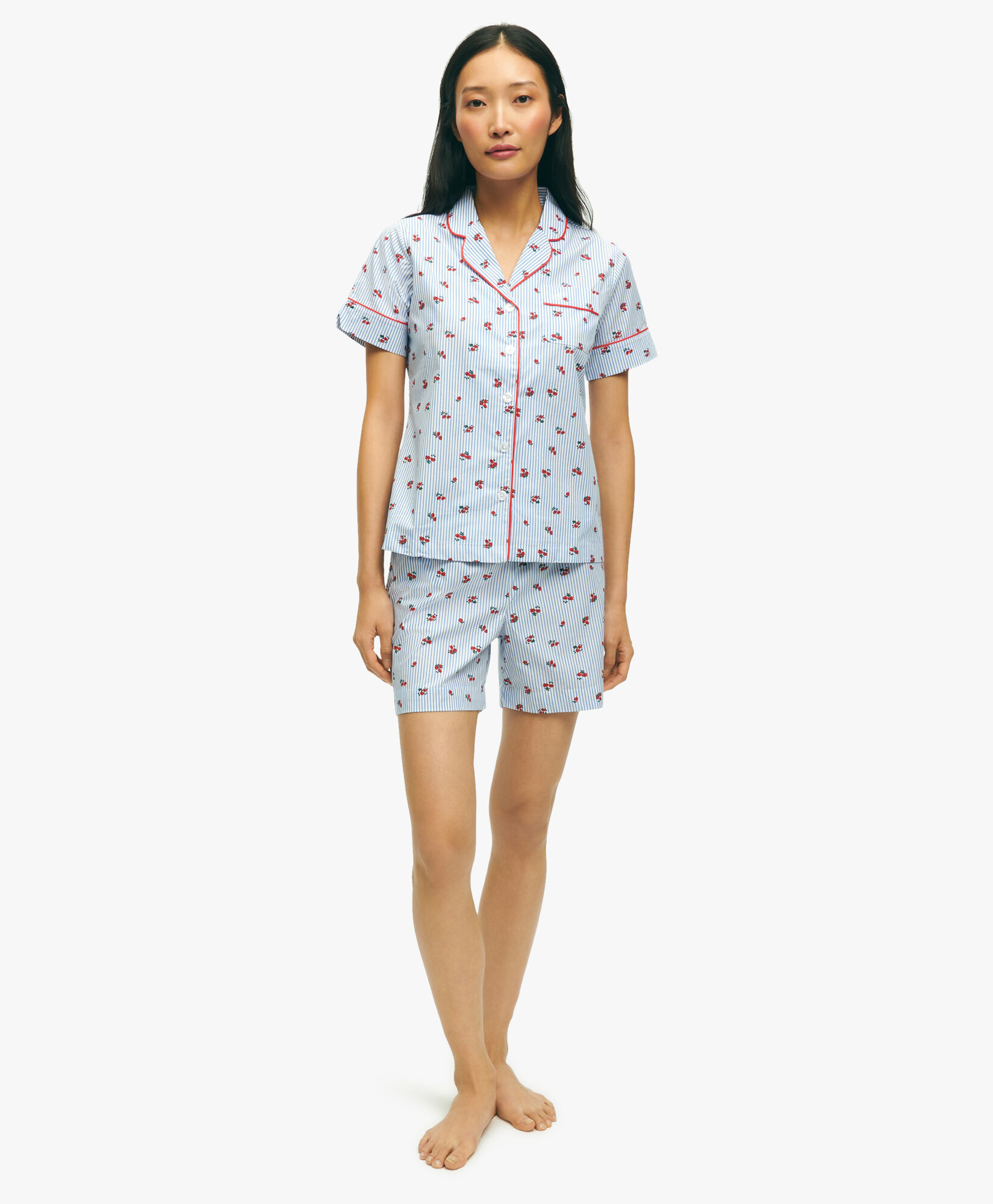 Cotton Poplin Floral Pajama Set in Multi for Women Brooks Brothers EU