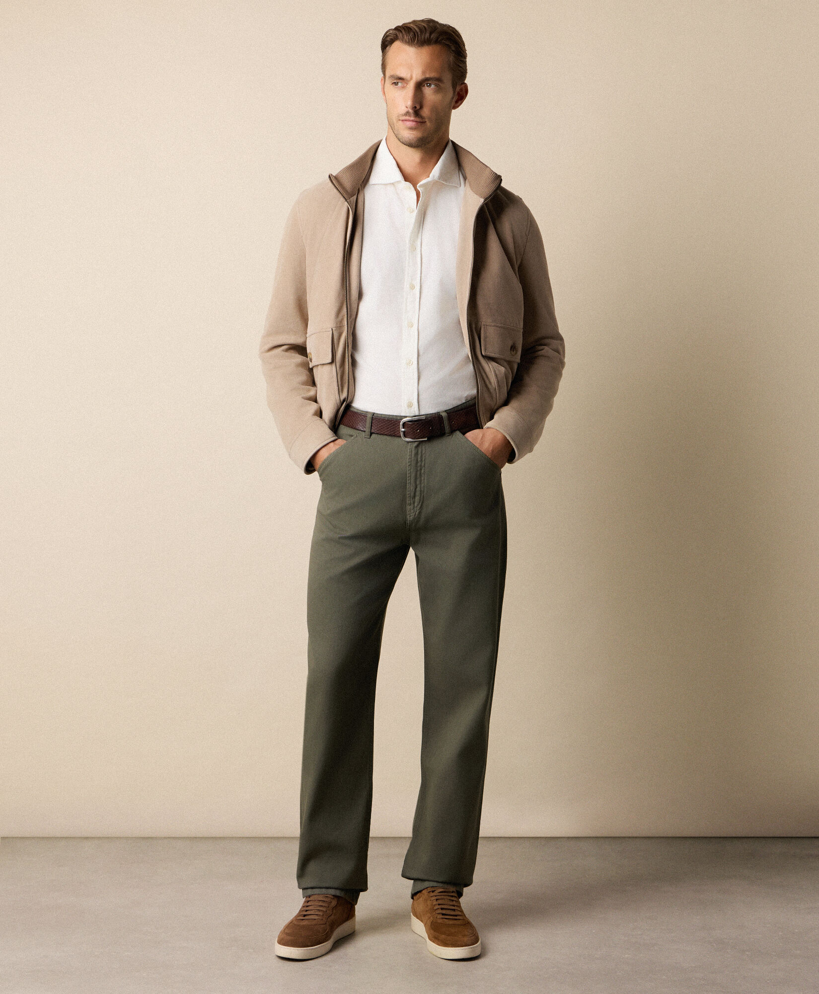 Brooks Brothers Slim Fit Cotton Corduroy Shirt with Spread Collar White CSHSP012COPCO001WHITP001