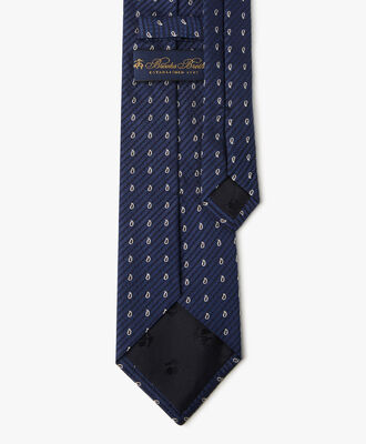 Corbata Paisley seda a rayas Estampado marrón azul marino Brooks Brothers® EU