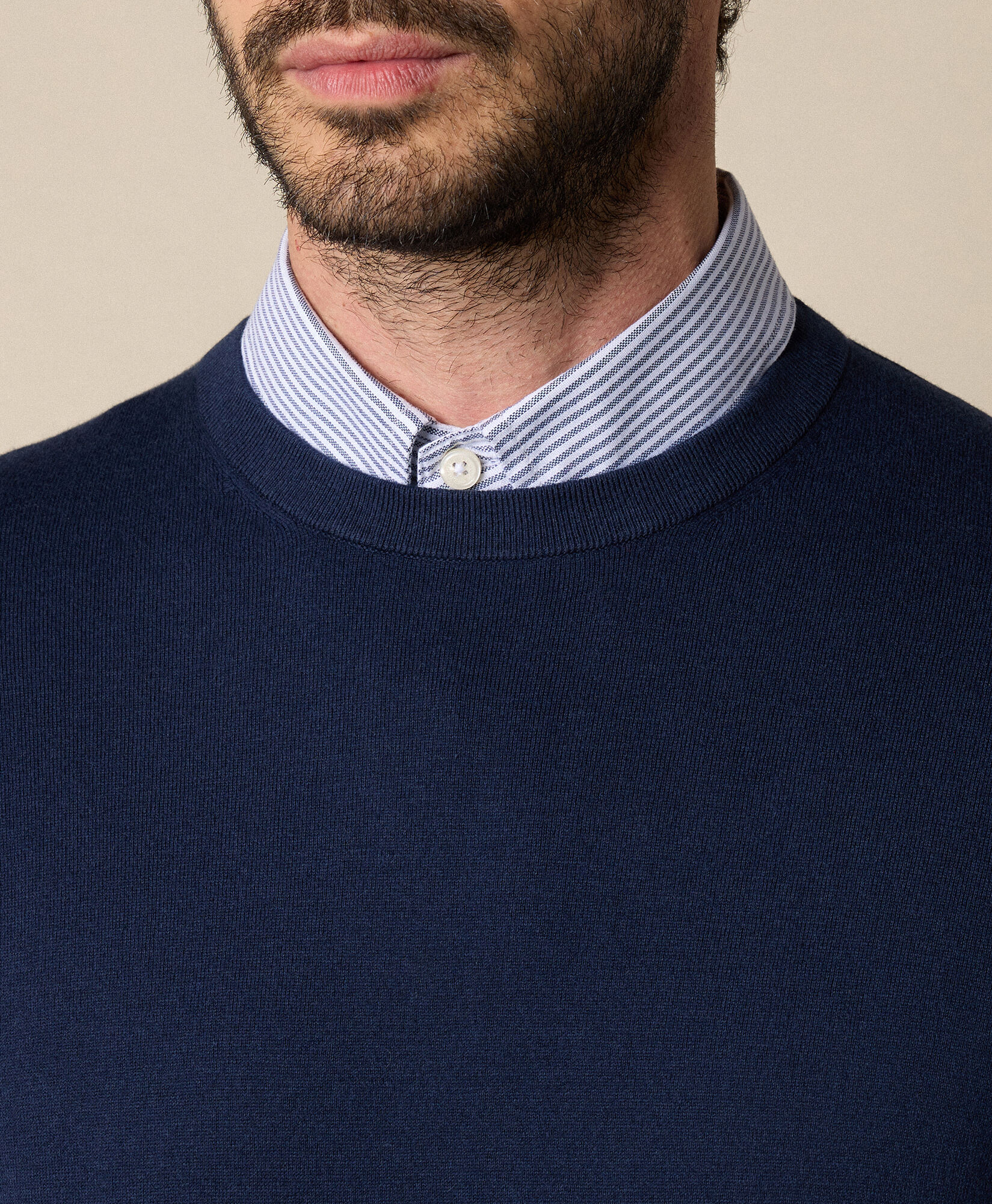 Brooks Brothers Sweter z Okrągłym Dekoltem z Bawełny i Kaszmiru Granatowy KNCRN079COBWS002NAVYP001