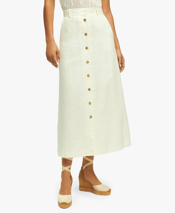 Brooks Brothers White Linen Skirt Marshmallow 1000098286US100207106