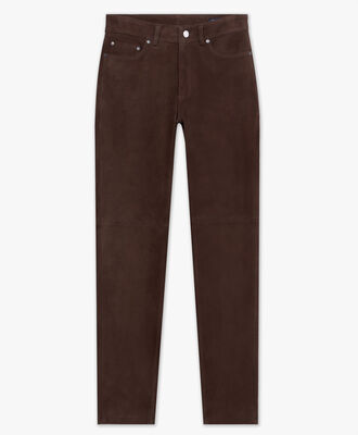 Chocolate Brown Suede Pants in Chocolate Brown