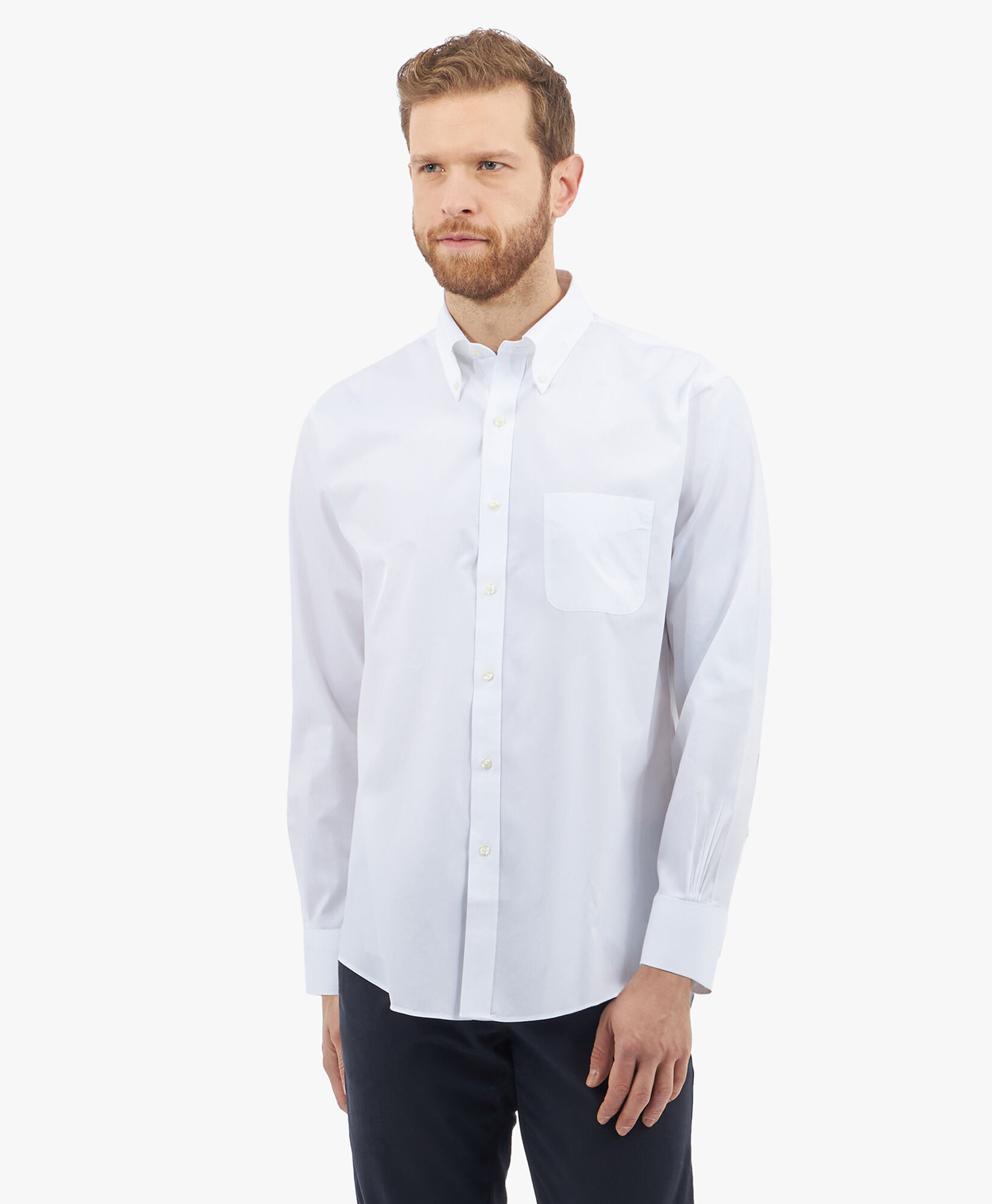 Brooks Brothers Camisa classique Regular Fit sans repassage avec col Polo boutonné White 1000095237US100199832