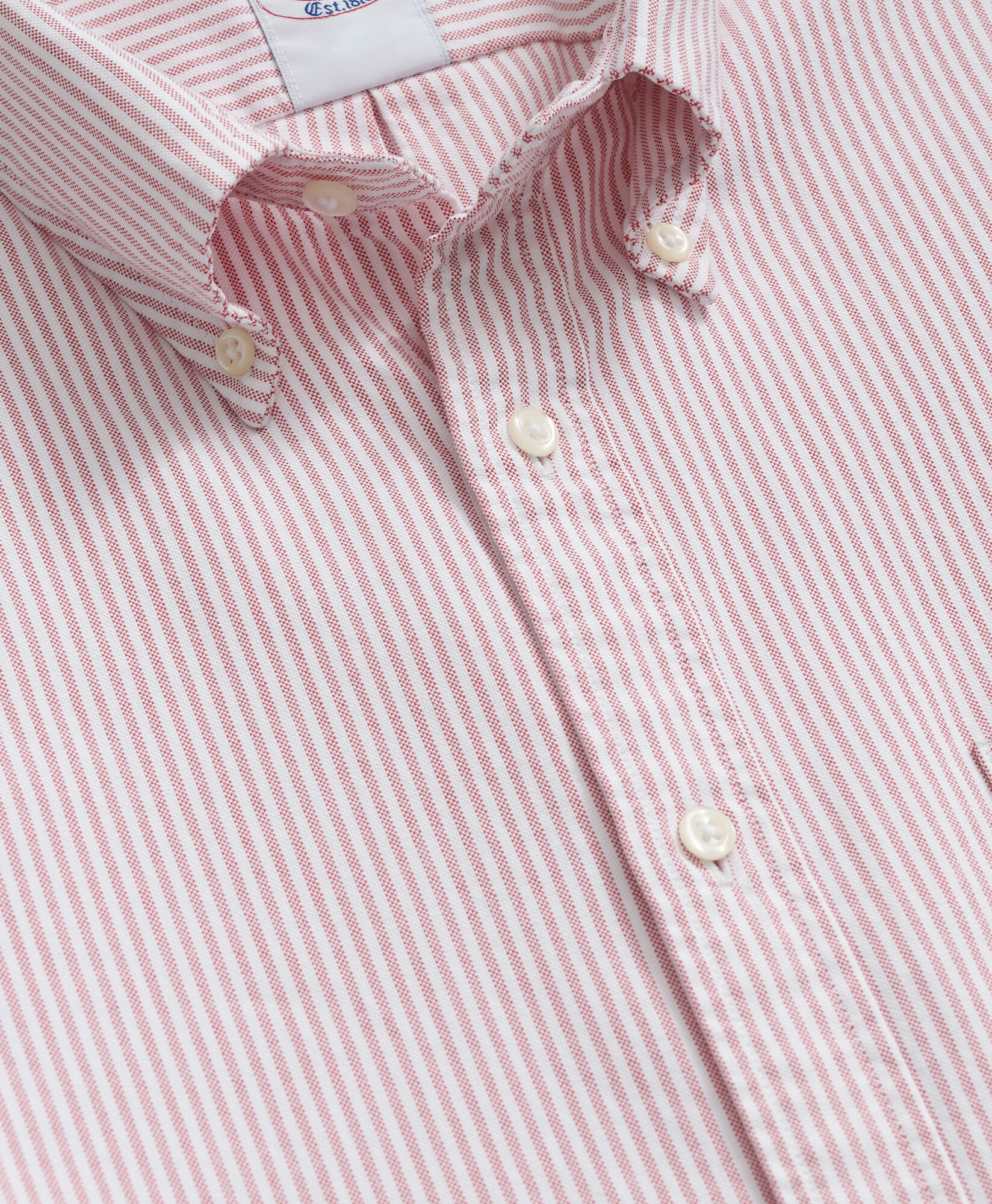 Brooks Brothers Chemise Oxford lavée à rayures coupe régulière avec Col Button Down Rouge 1000098504US100221515
