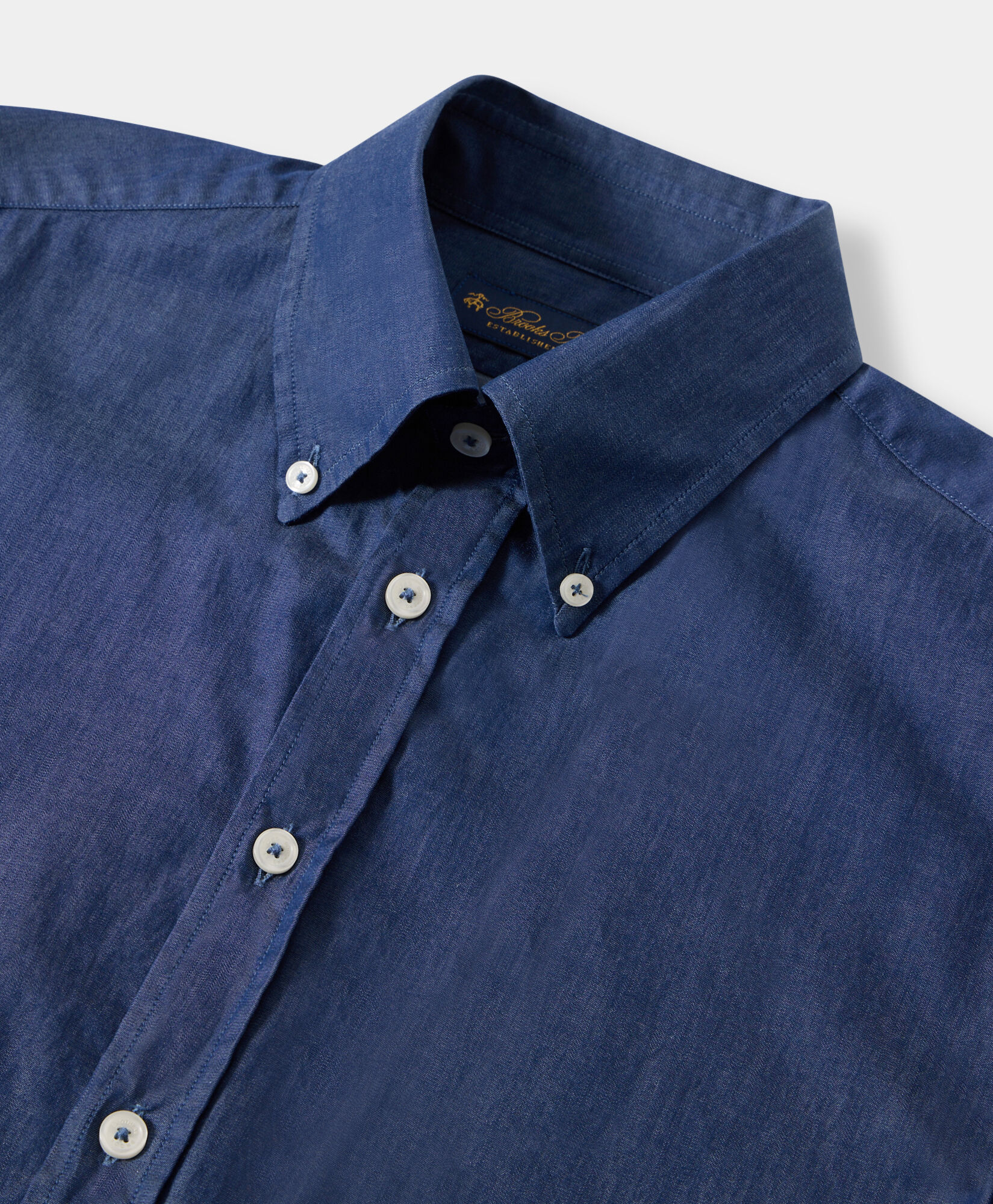 Brooks Brothers Slim Fit Denim Twill Button Down Shirt Blue CSHBD010COPCO001BLUEP001