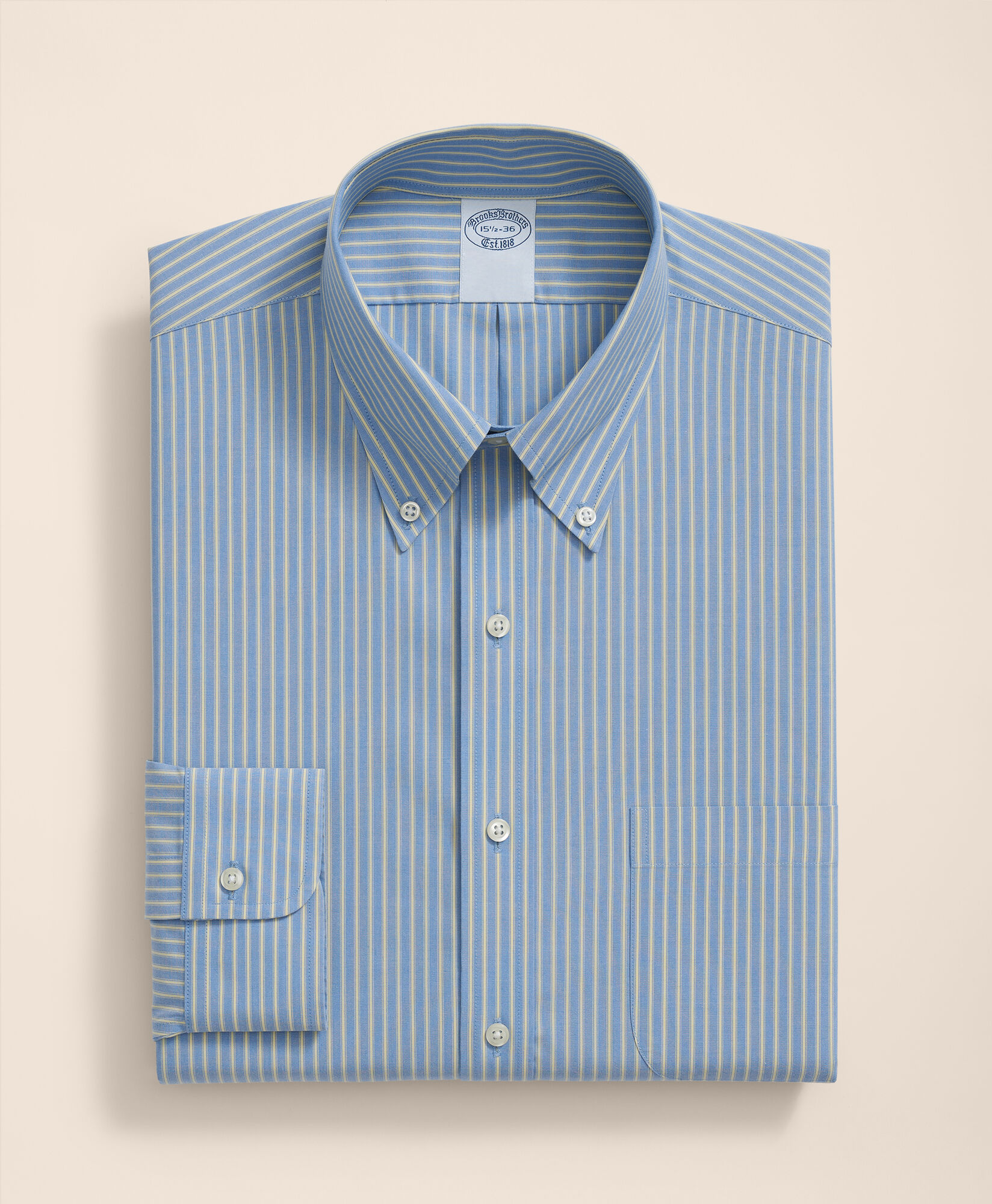 Brooks Brothers Slim Fit Non-Iron Poplin Button Down Shirt Light Blue 1000104111US100220325