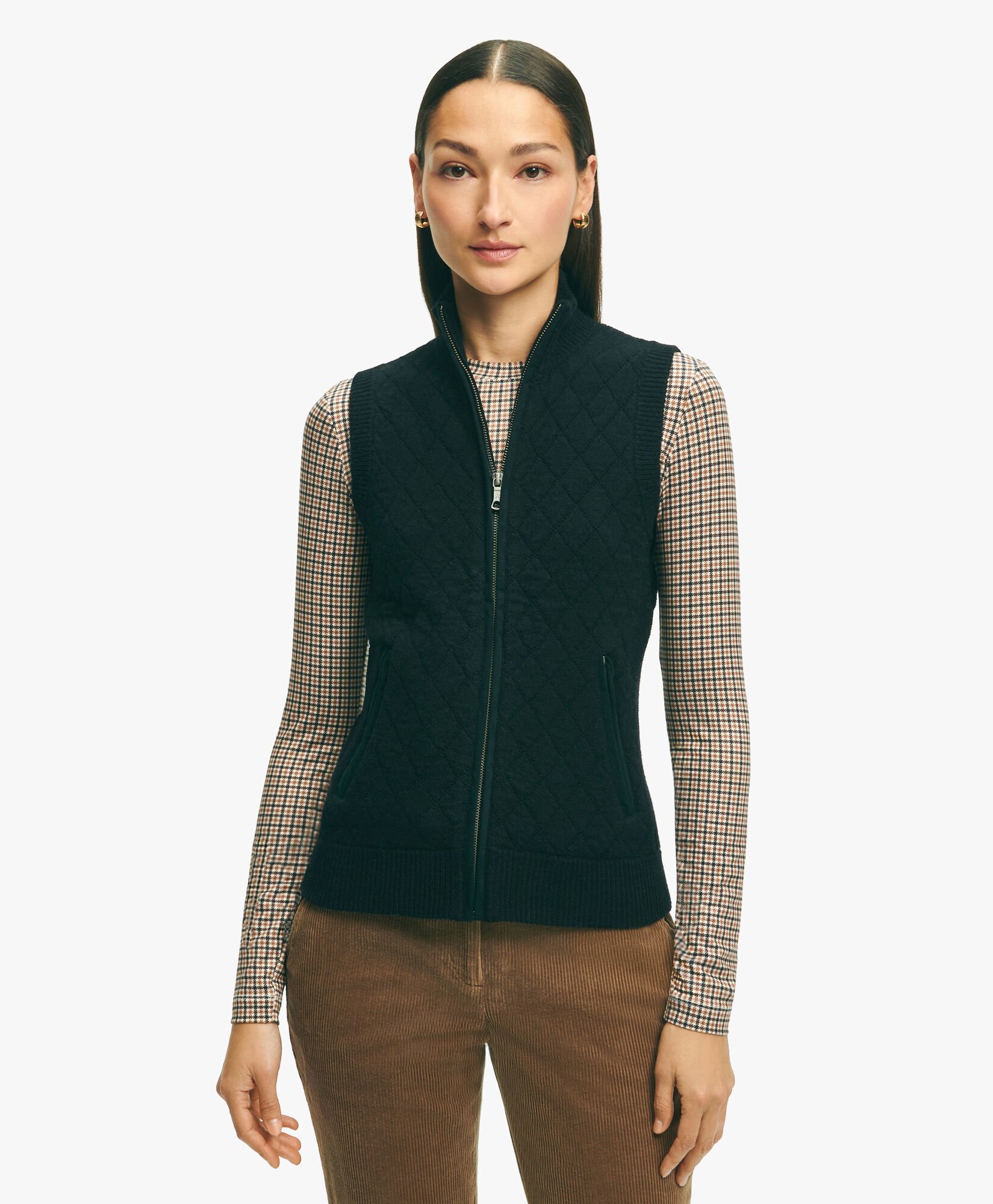 Black Merino Wool Blend Sweater Vest in Black for Women Brooks Brothers UK