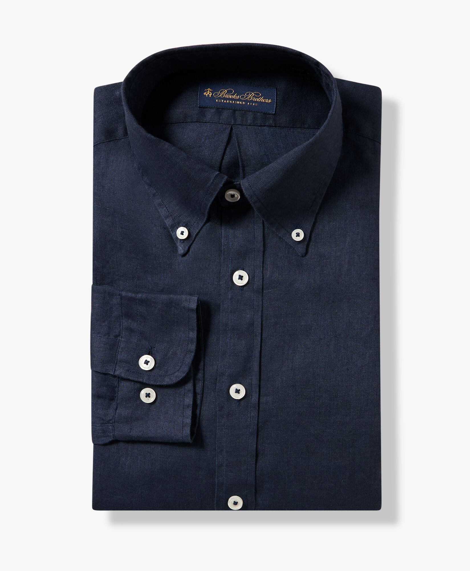 Brooks Brothers Slim Fit Linen Button Down Shirt Navy CSHBD007LIPLI001NAVYP001