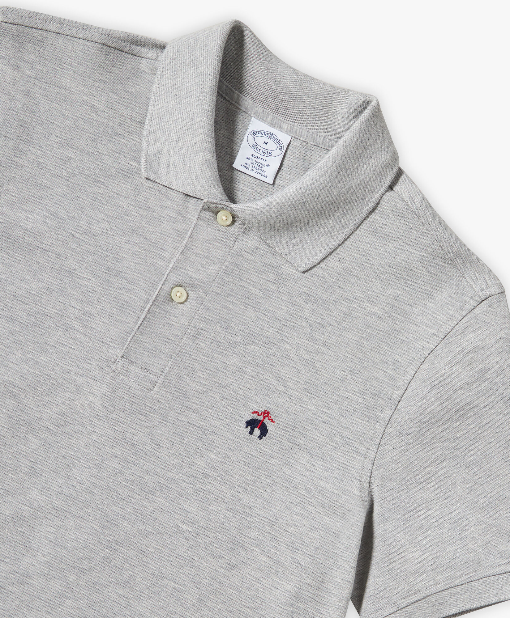 Grey Heather Slim Fit Stretch Cotton Pique Polo in Grey for Men Brooks Brothers UK