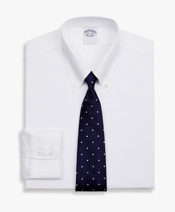 Brooks Brothers Camisa de vestir blanca de corte slim non-iron en sarga de algodón Supima elástico con cuello button down Blanco 1000096432US100201344
