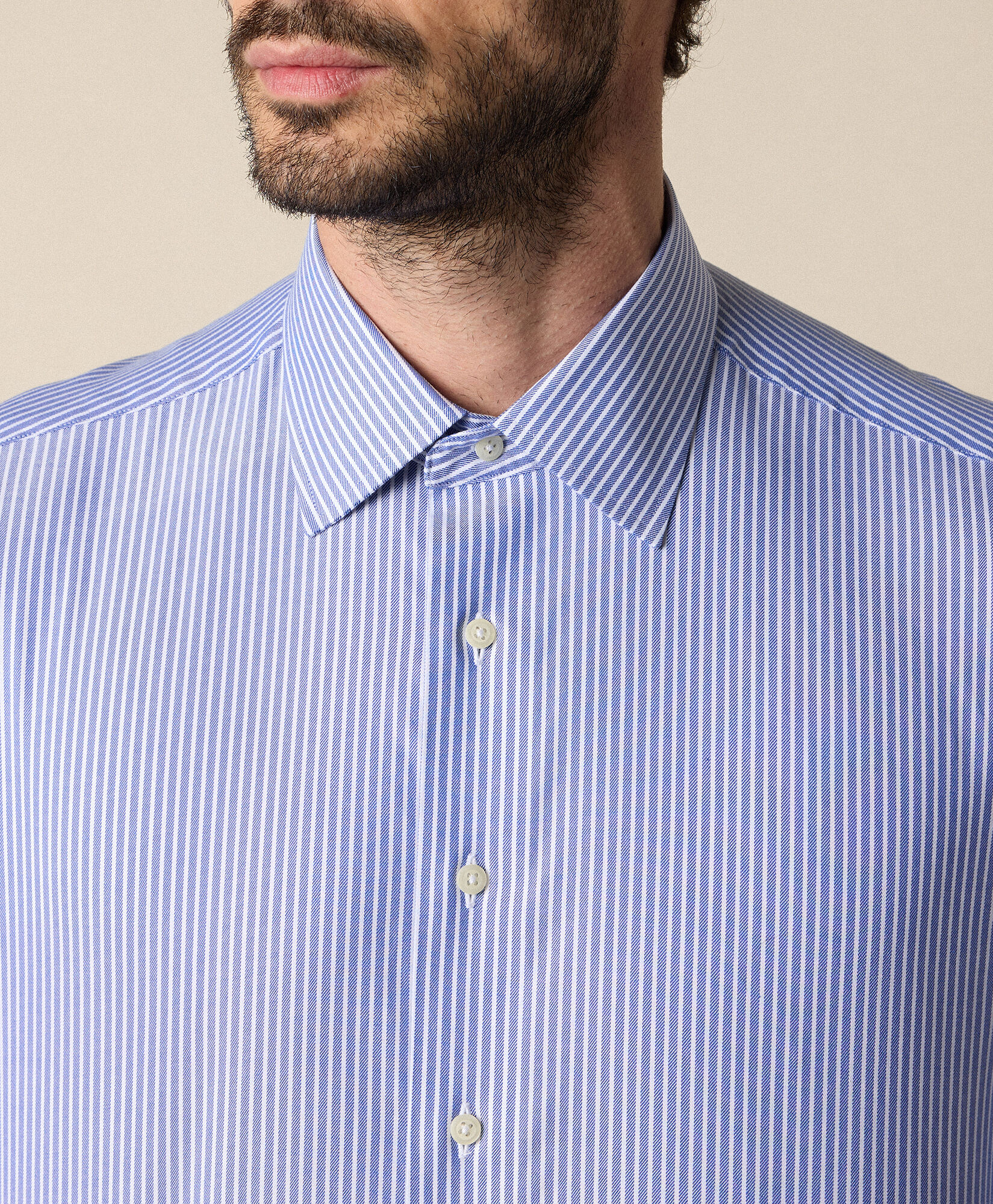 Brooks Brothers Slim Fit Non-Iron Striped Stretch Twill Shirt with Ainsley Collar Blue 1000106426US100225639