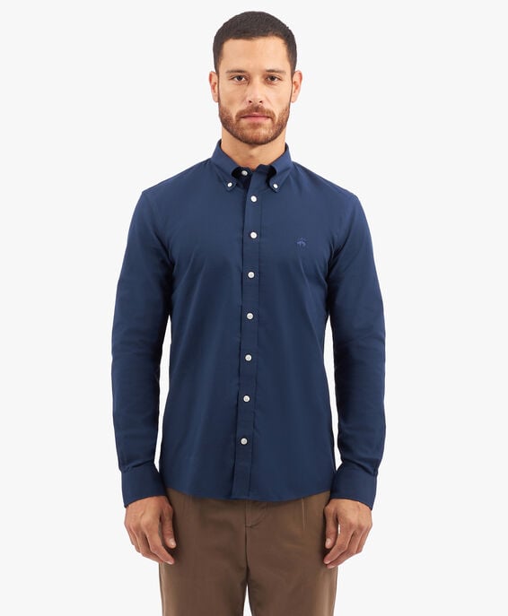 Brooks Brothers Camisa de algodón elástico azul marino non-iron corte slim con cuello button down Azul marino 1000094796US100204580