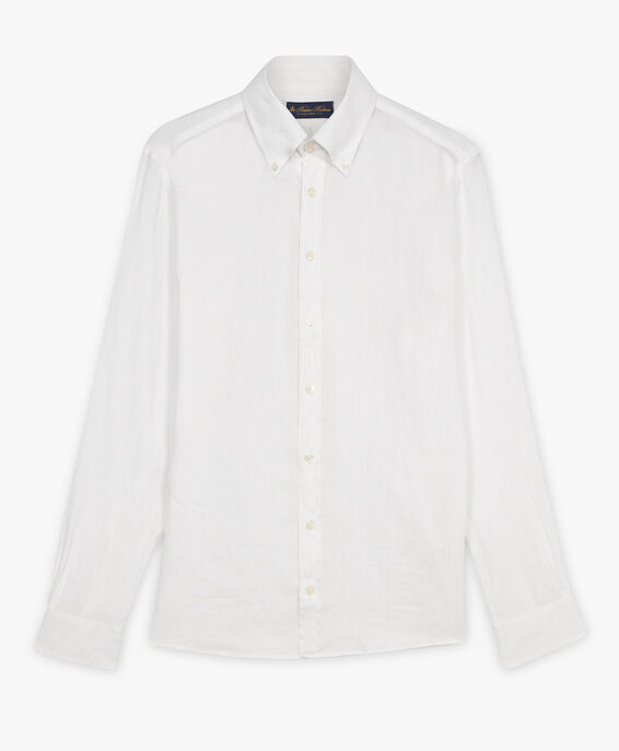 Brooks Brothers Camisa informal blanca de lino button down Blanco CSHBD007LIPLI001WHITP001
