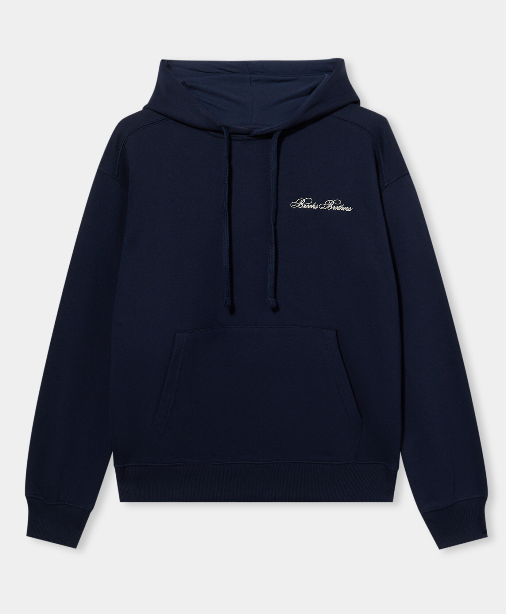 Brooks Brothers Cotton Hoodie with Embroidered Logo Navy SWHOD003COBPL008NAVYP001