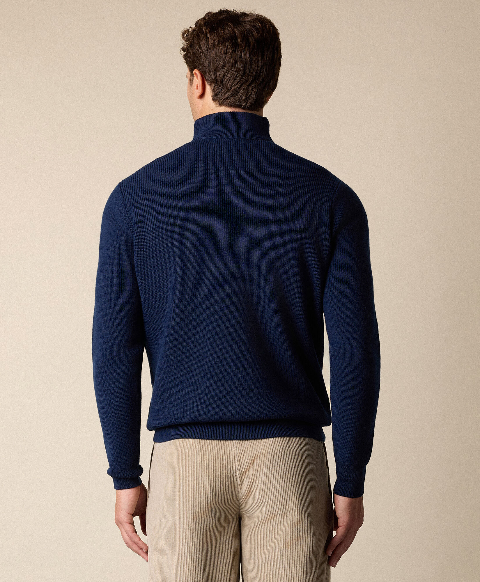 Brooks Brothers Pull à Demi-Zip en Laine Mérinos Bleu Marine KNHFZ005WOPWO002NAVYP001