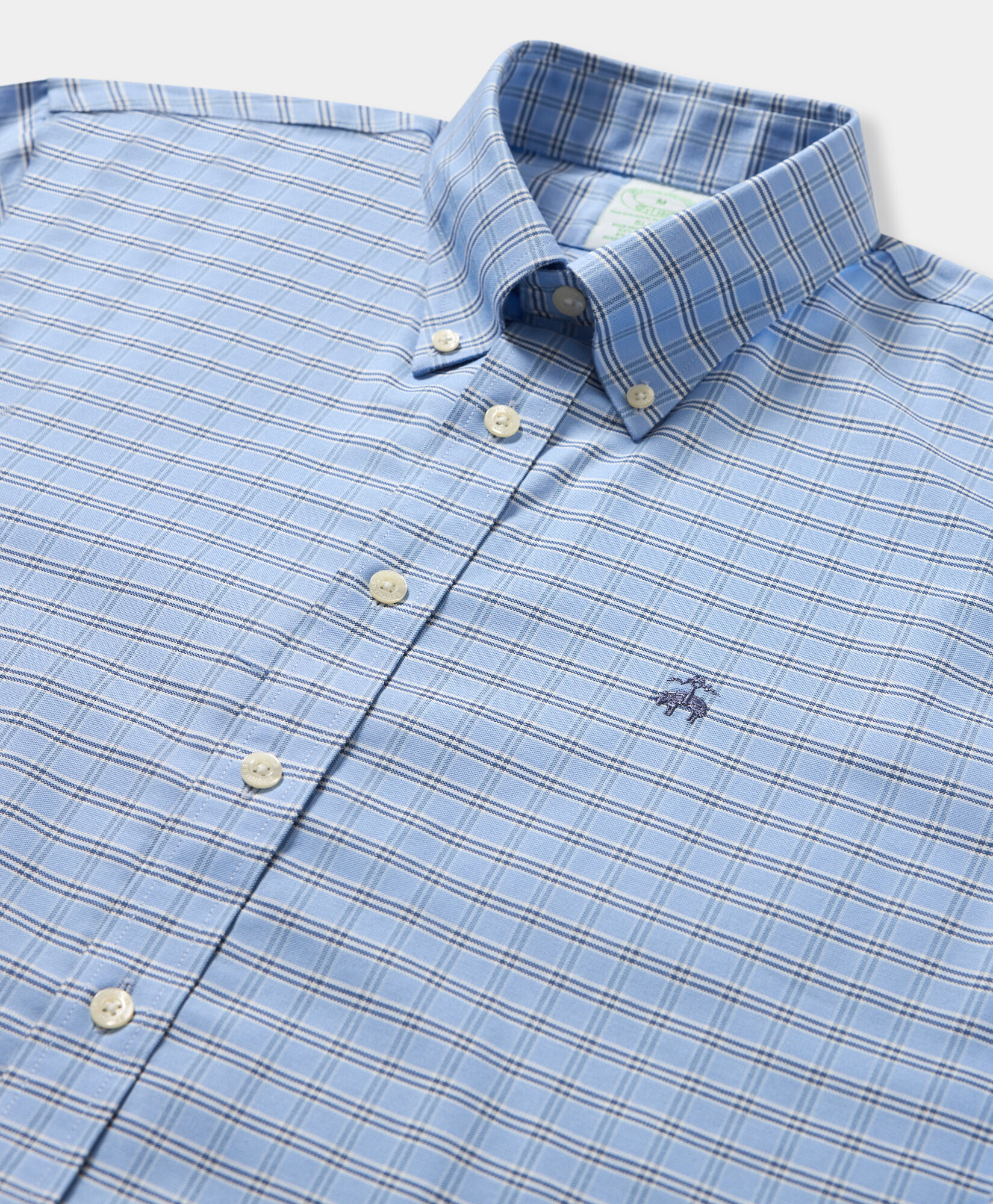 Brooks Brothers Chemise Slim Fit Golden Fleece à Carreaux avec Col Button-Down Bleu Clair 1000104115US100220349