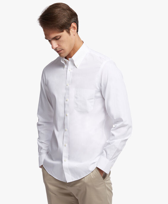 Brooks Brothers Milano Slim-fit Non-iron Dress Shirt, Pinpoint, Button-Down Collar White 1000075936US100156547