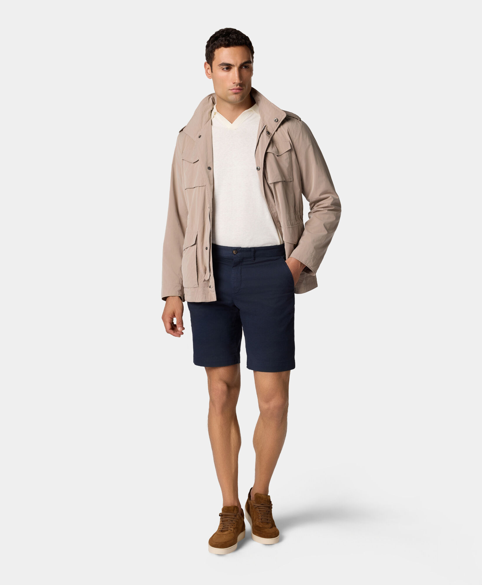 Brooks Brothers Organic Cotton-Linen Knit Polo with Johnny Collar White KNPOL018COBLI004WHITP001