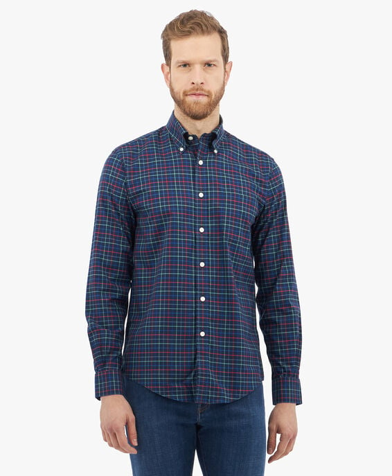 Brooks Brothers Camisa de algodón elástico navy non-iron corte regular con cuello button down Azul marino 1000095909US100201299