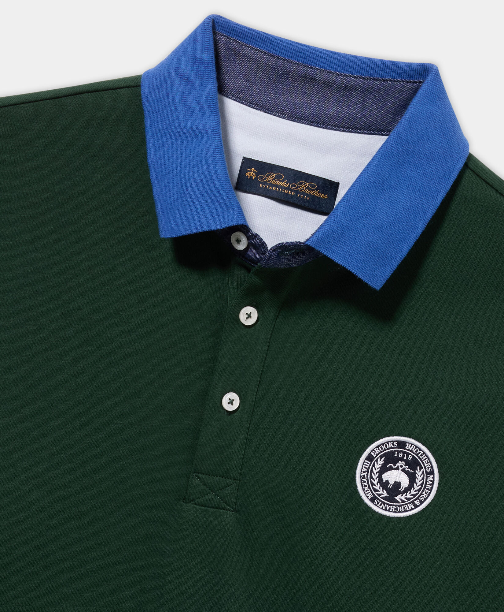 Brooks Brothers Cotton Polo with Logo Shield Green POJER012COPCO001GREEP003
