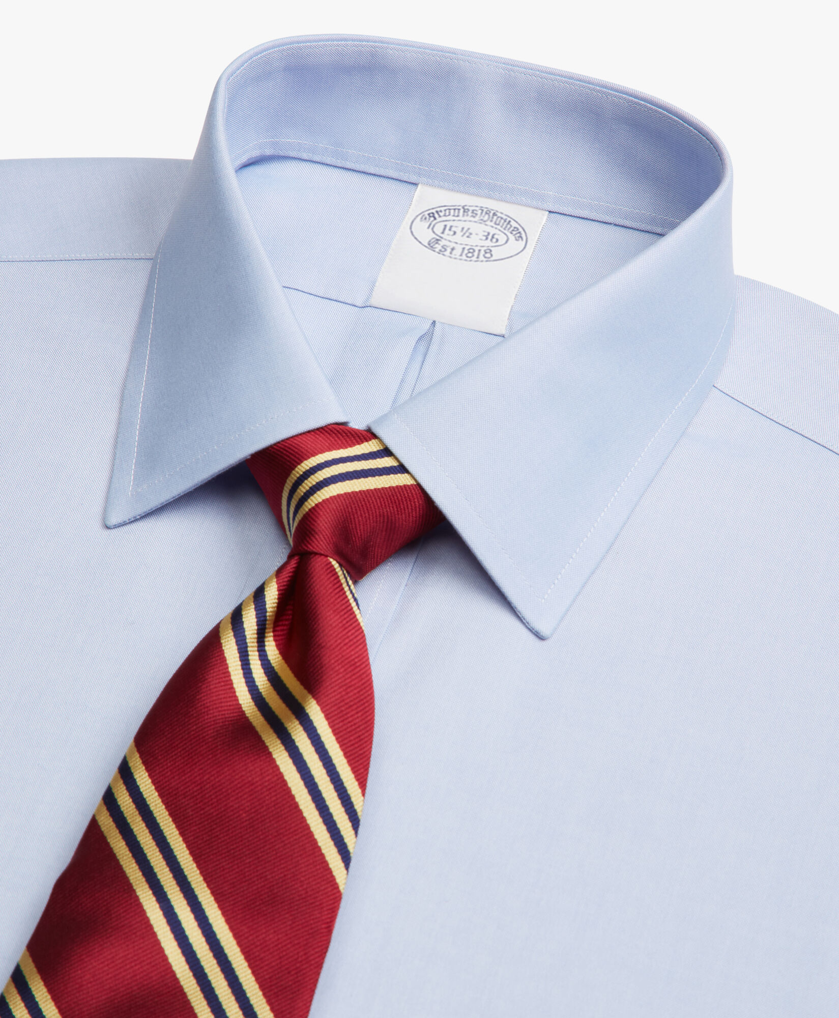 Brooks Brothers Regular Fit Non-Iron Supima Oxford Pinpoint Shirt with Ainsley Collar Light Blue 1000095080US100199364