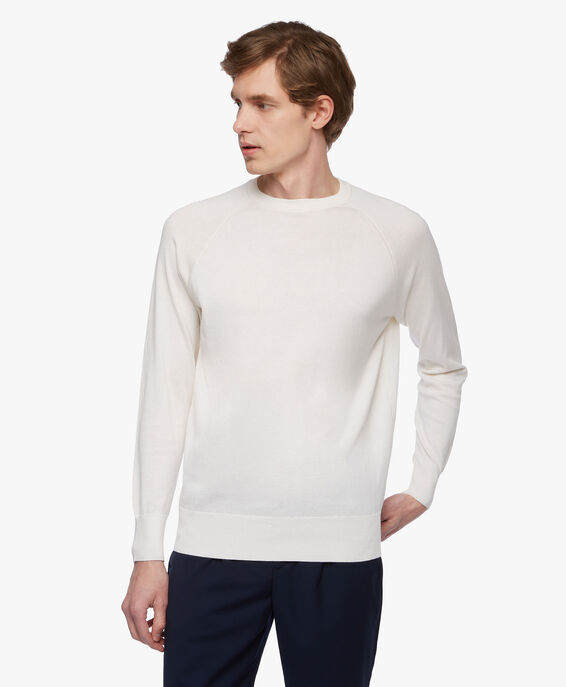 Brooks Brothers Cotton and Cashmere Sweatshirt Off white KNCRN011COBWS001OWHTP001