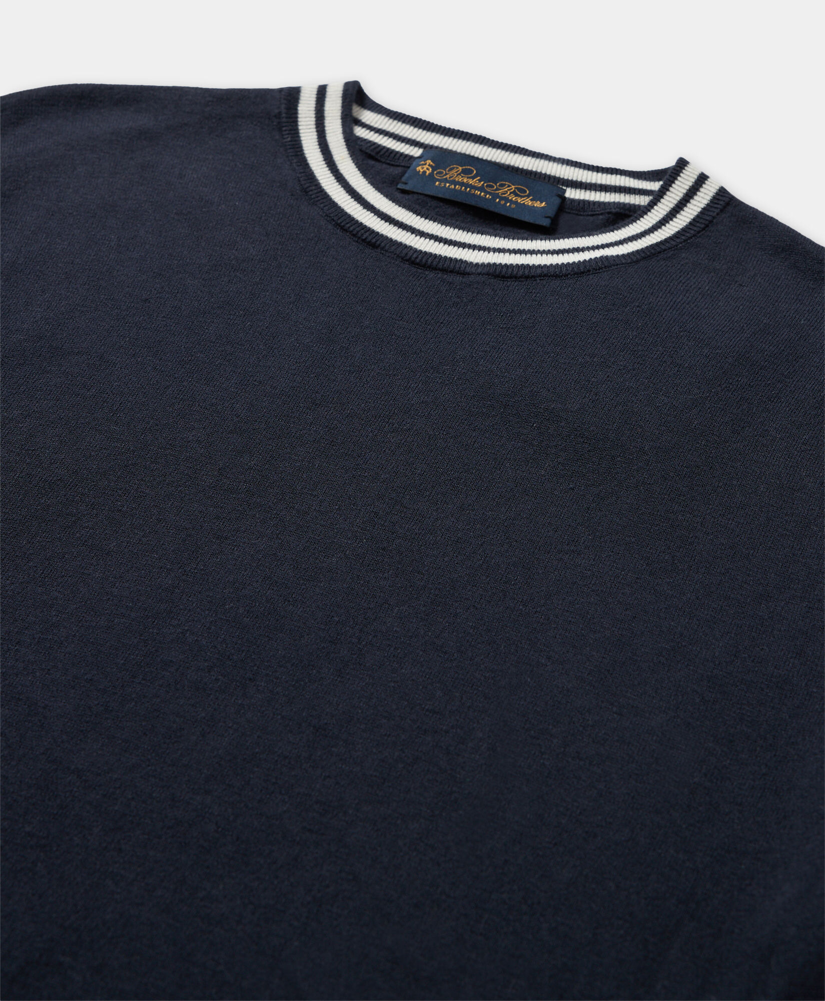 Brooks Brothers Organic Cotton-Linen T-shirt Navy KNCRN049COBLI004NAVYP001
