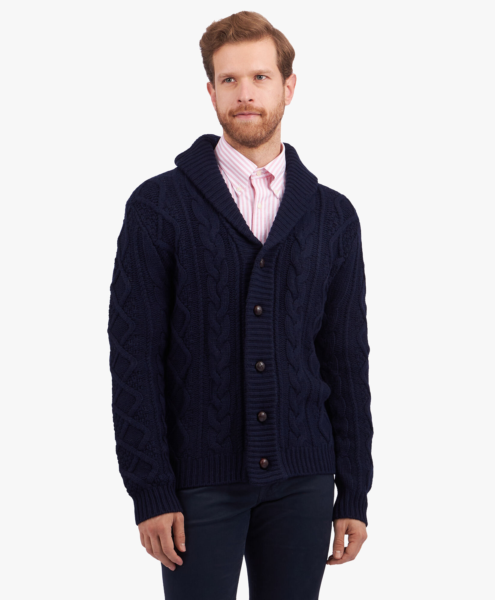 Navy Wool Cardigan Sweater in Navy for Men Brooks Brothers UK