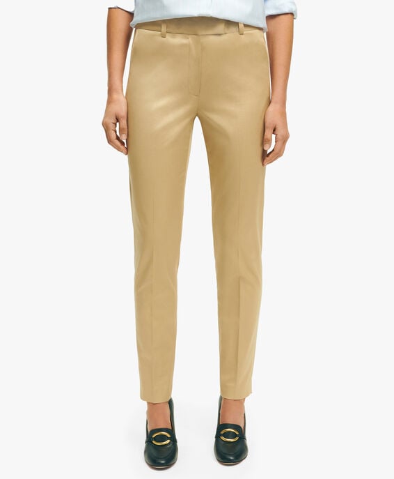Brooks Brothers Pantalón beige oscuro en satén de algodón Safari 1000098192US100207022