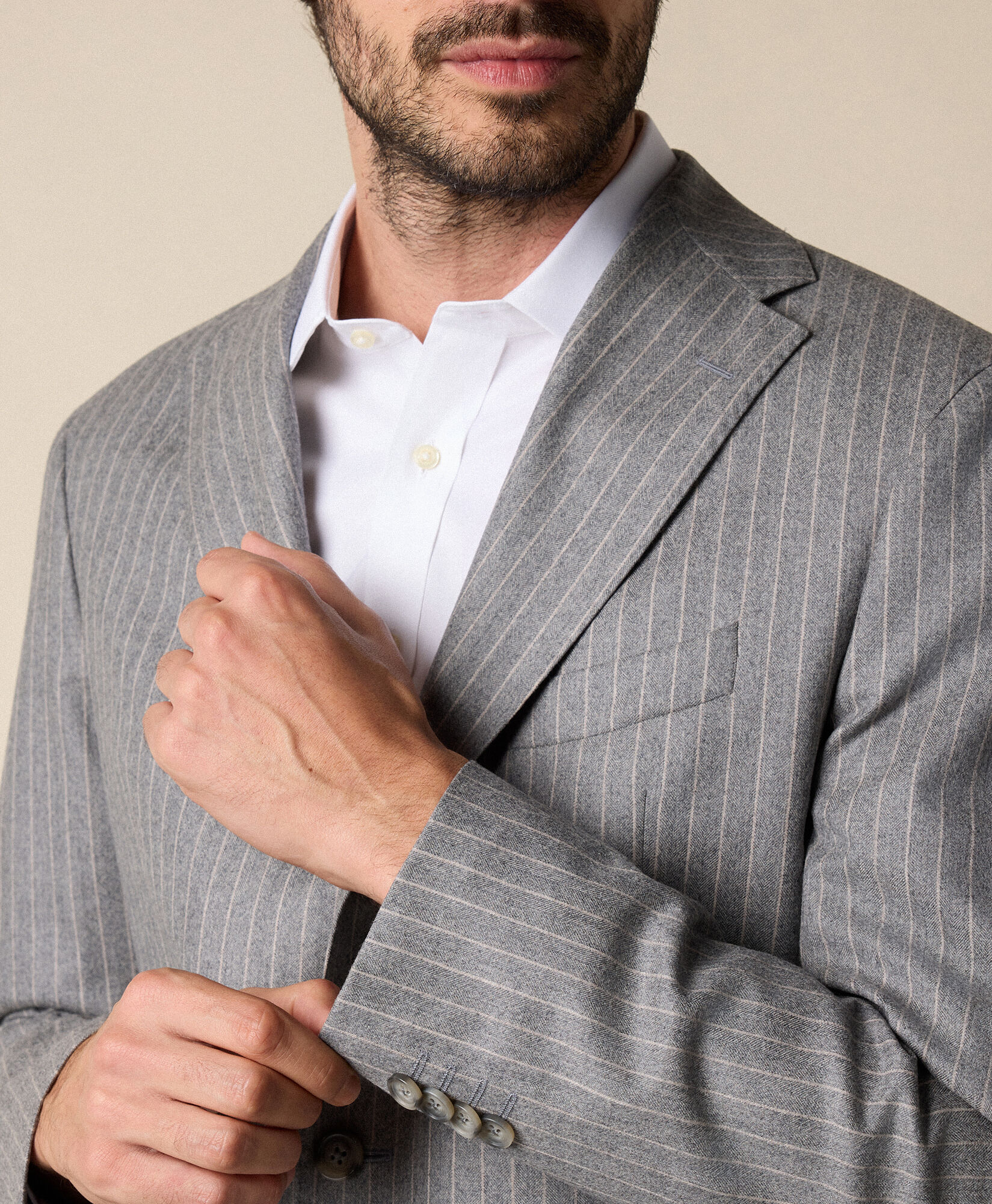 Brooks Brothers Pinstripe Virgin Wool Suit Light Grey STREG064WVPWV003LTGRF001