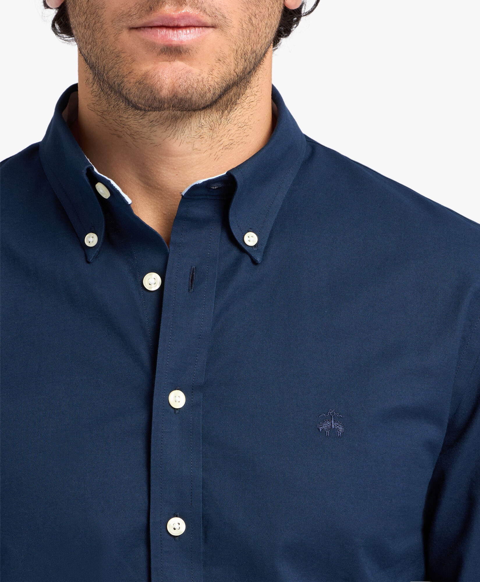 Brooks Brothers Chemise Slim Fit Oxford Non-Iron avec Col Button Down Bleu Marine 1000095301US100199970