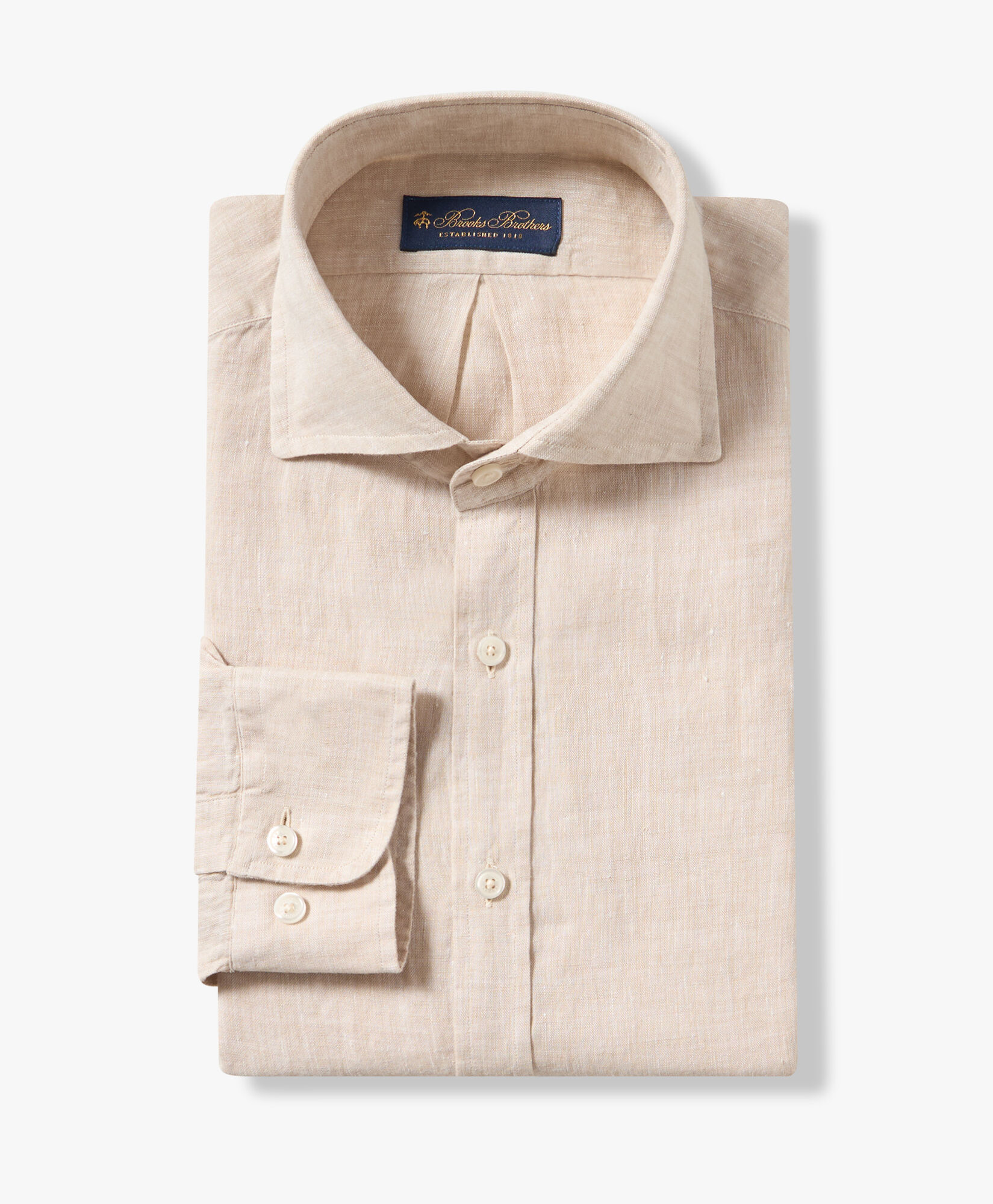 Brooks Brothers Chemise Slim Fit Casual en Lin Sable CSHSP002LIPLI001SANDP001