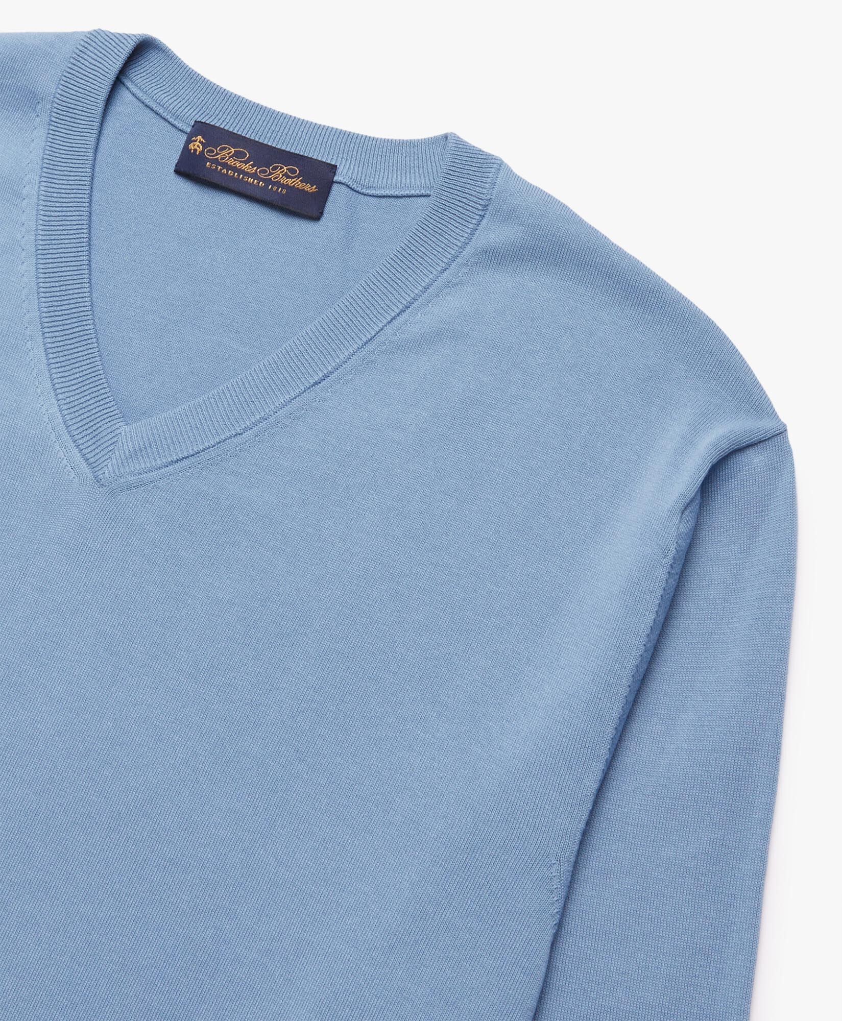 Cotton V Neck Sweater in Light blue for Men Brooks Brothers UK