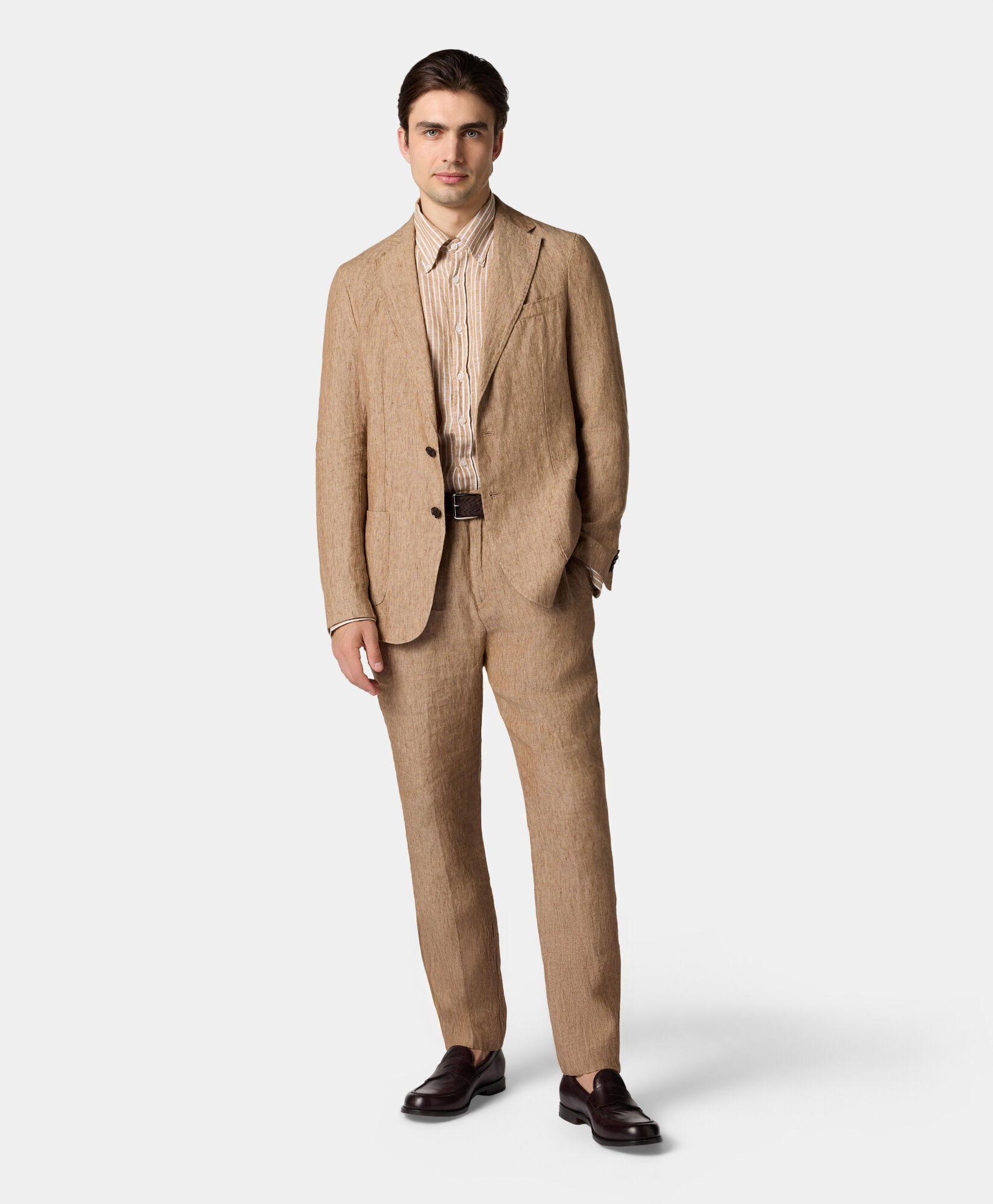 Brooks Brothers Linen Trousers Light Brown DTROU021LIPLI001LTBRP001