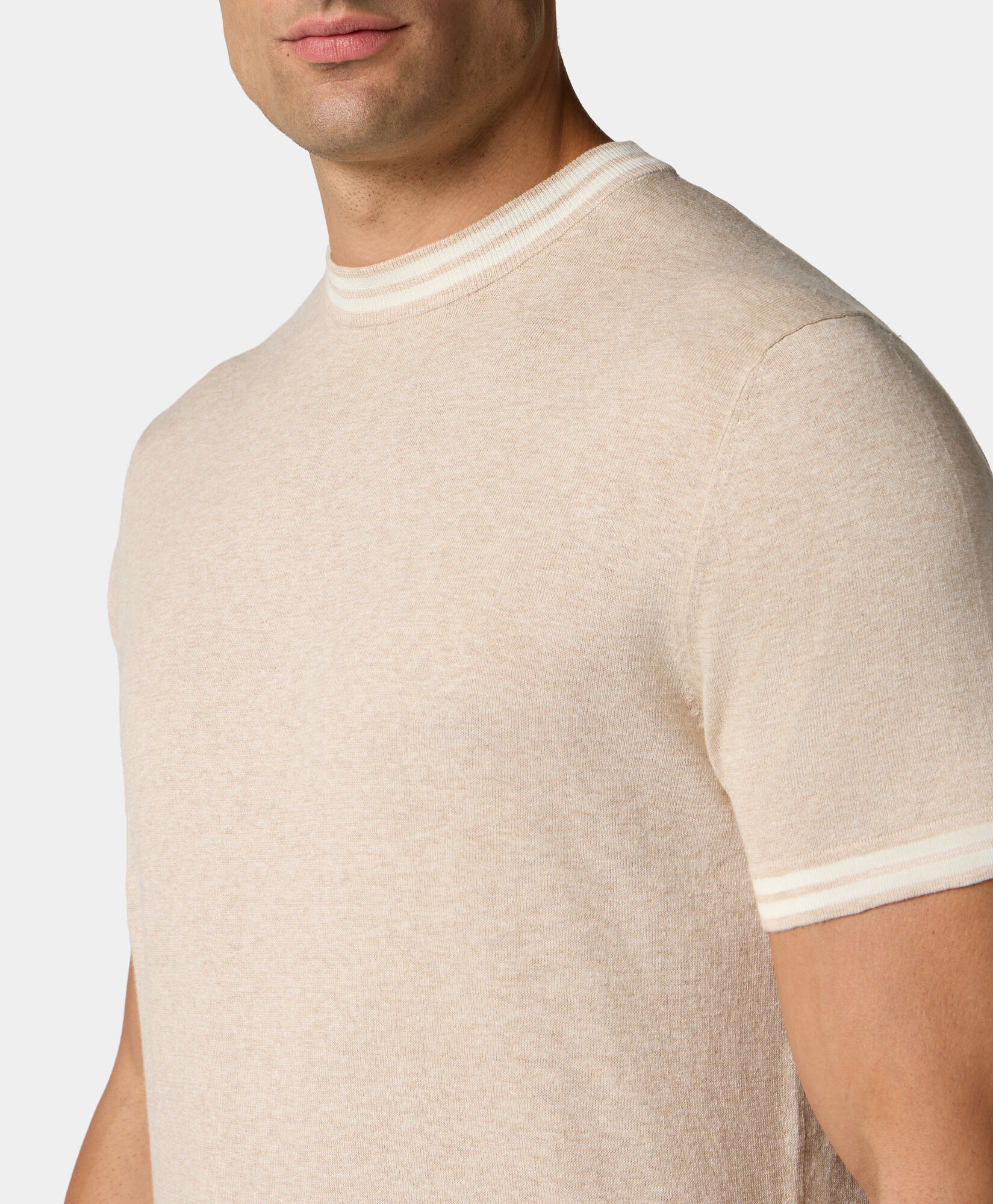 Brooks Brothers Organic Cotton-Linen T-shirt Sand KNCRN049COBLI004SANDP001