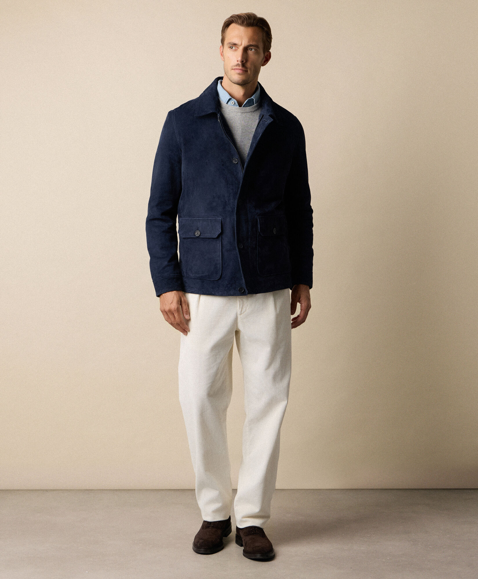 Brooks Brothers Surchemise en Daim Bleu COJKT019LTPLT004BLUEP001