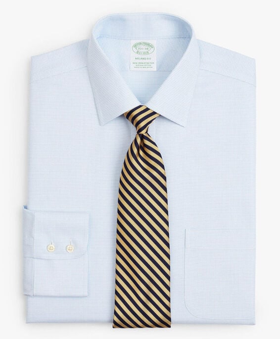 Brooks Brothers Camisa de vestir corte slim Milano non-iron de sarga con cuello Ainsley Azul pastel 1000077108US100158389