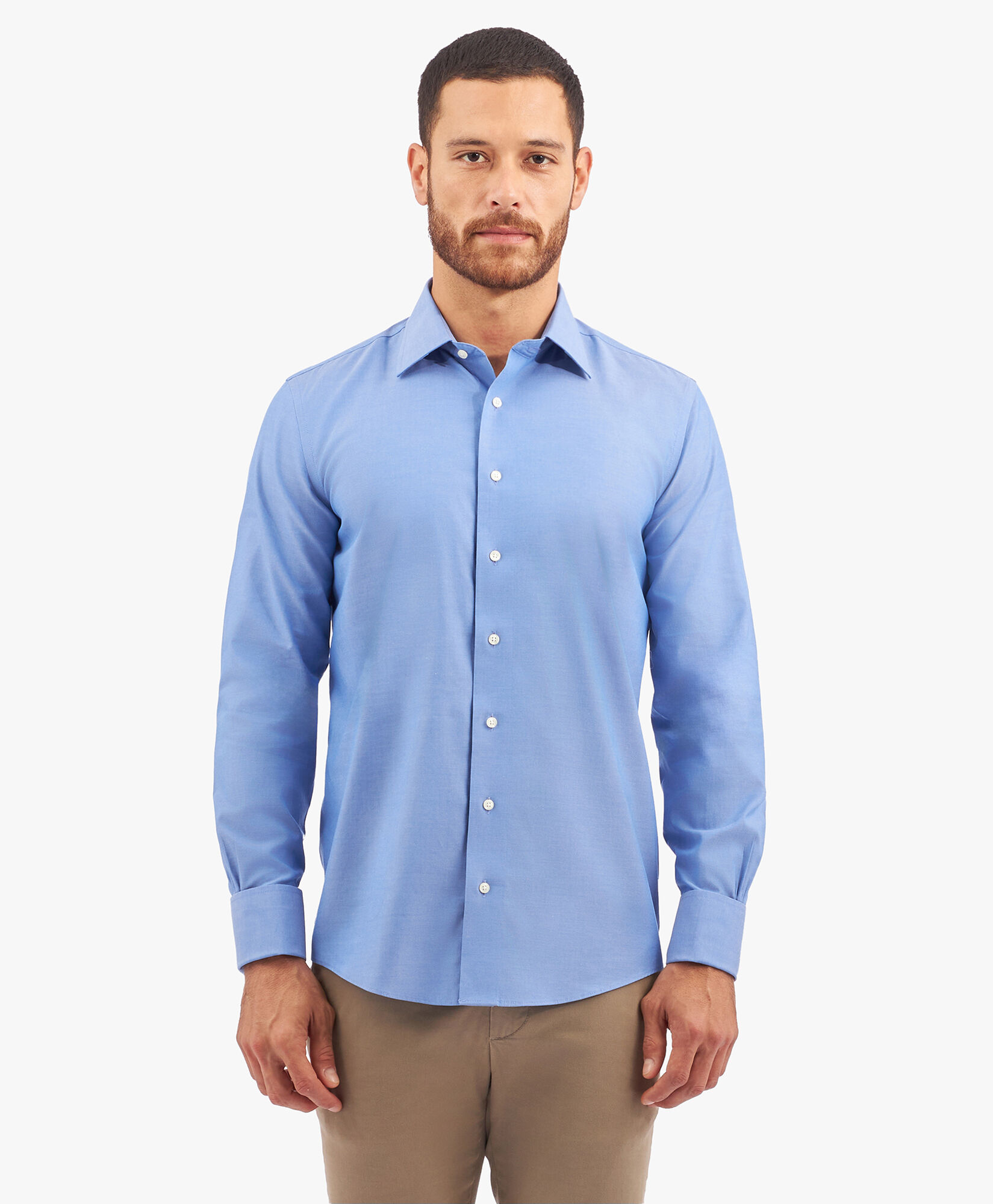 Camicia slim fit non iron in Oxford pinpoint di cotone Supima elasticizzato con collo Ainsley in Blu da Uomo Brooks Brothers EU