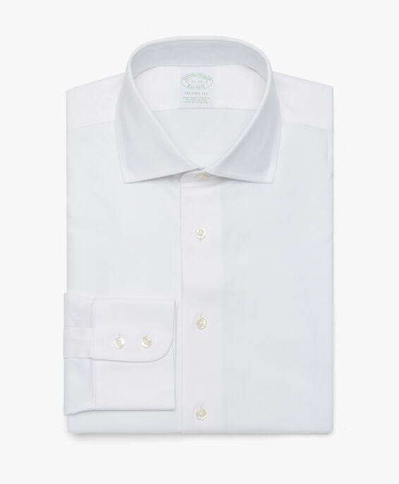 Brooks Brothers Slim Fit White Non-Iron Stretch Cotton Dress Shirt with Semi-French Collar White 1000077017US100158022
