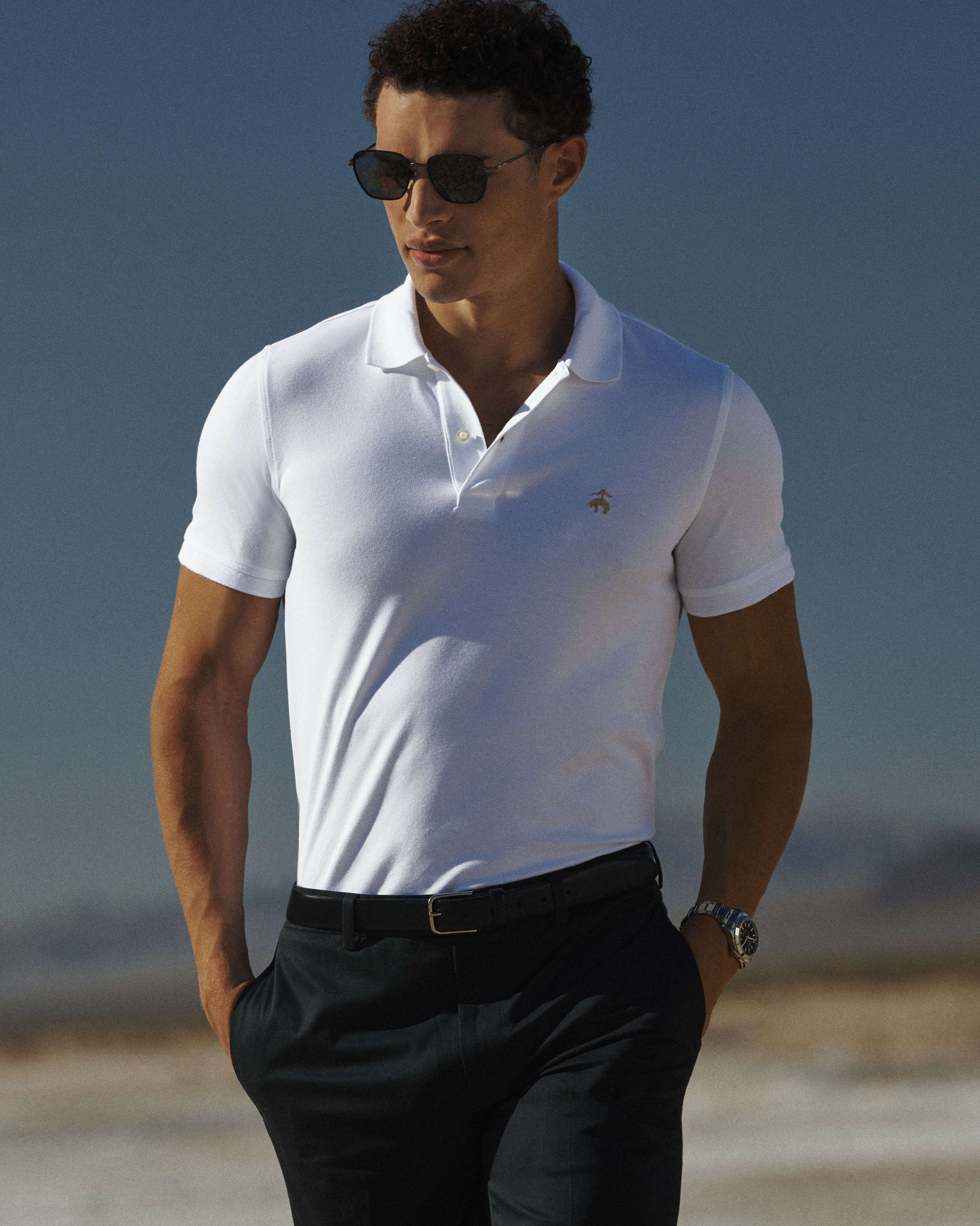 Slim fit Short Sleeves Supima Cotton Polo Shirt in White for Men Brooks Brothers EU