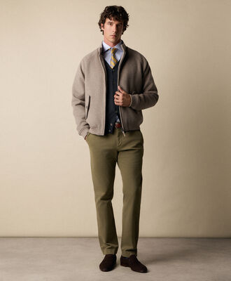 Brooks Brothers Wool Harrington Jacket Taupe COBOM018WOBOF001TAUPE001