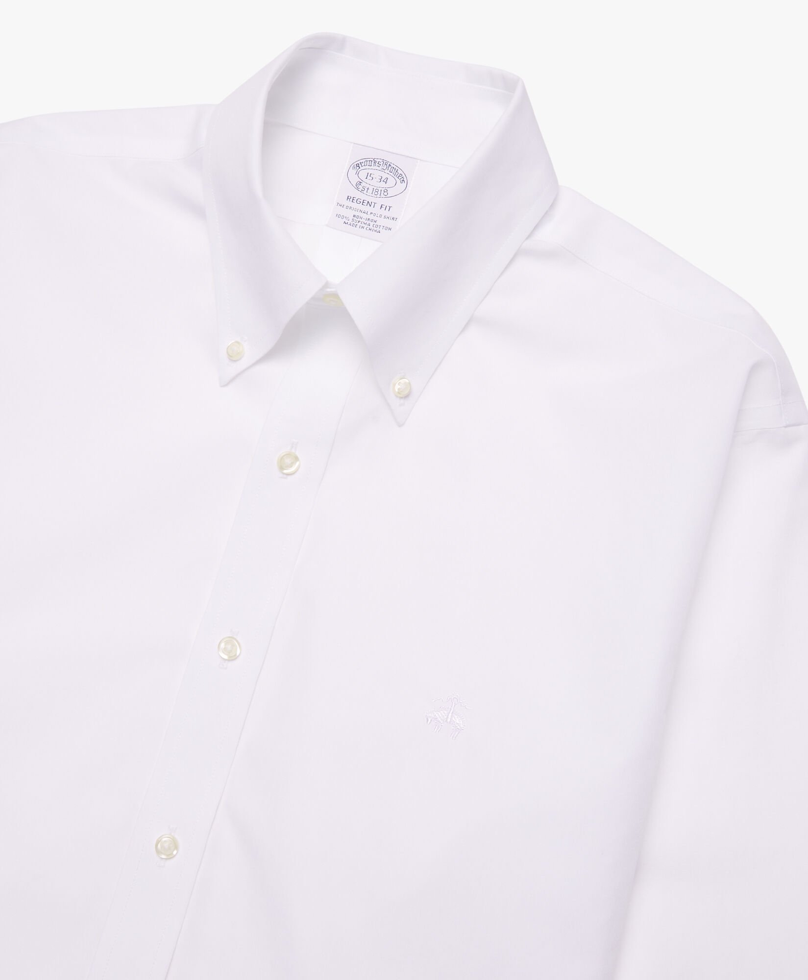 Camisa blanca regular fit non iron de algodon con cuello button down en Blanco de hombre Brooks Brothers EU