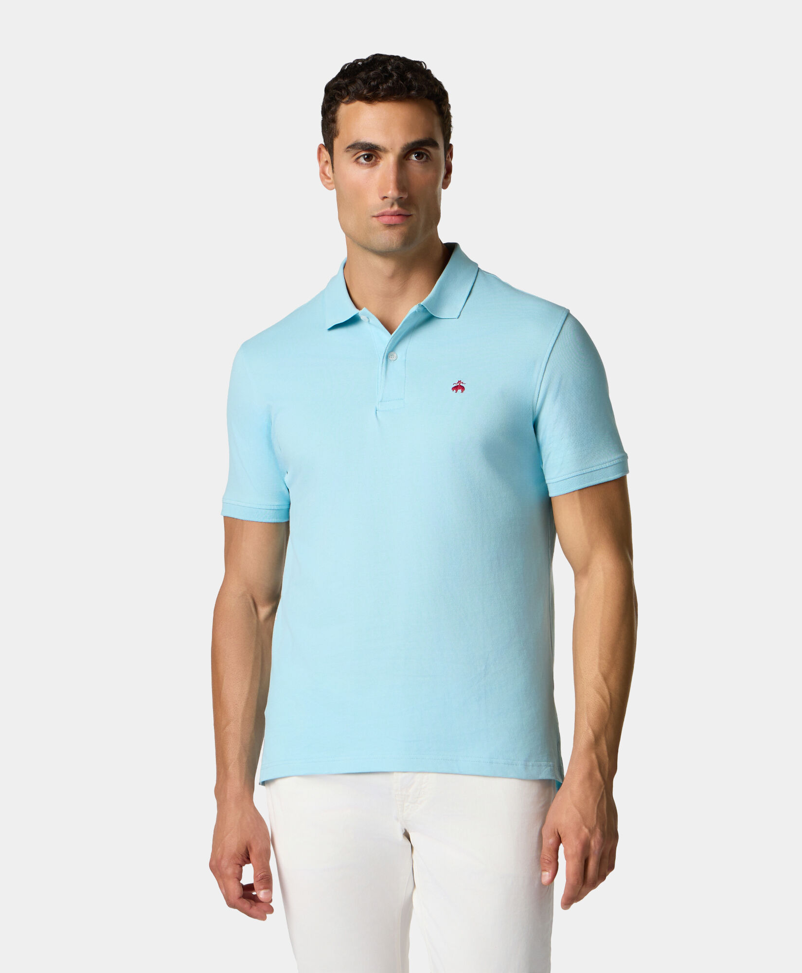 Brooks Brothers Polo z Bawełnianego Piké Niebieskie niebo POJER010COPCO001SKYP0001