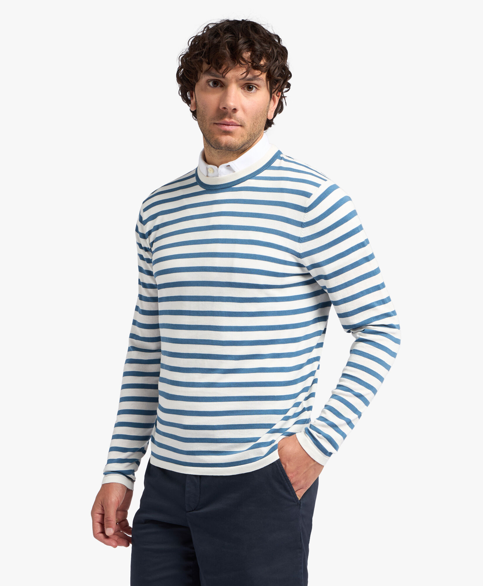 Light blue striped sweater on sale